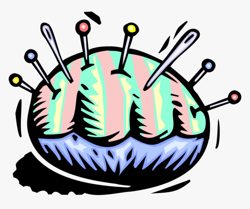 Vector Illustration Of Sewing Pin Cushion With Needles - Sewing Needle, HD Png Download