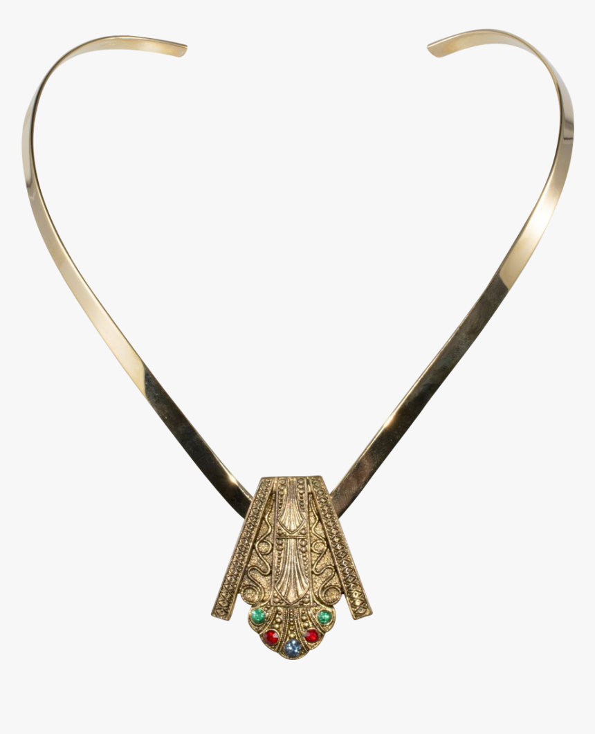 Egyptian Revival Art Deco Dress Clip W/ Collar Necklace - Choker, HD Png Download