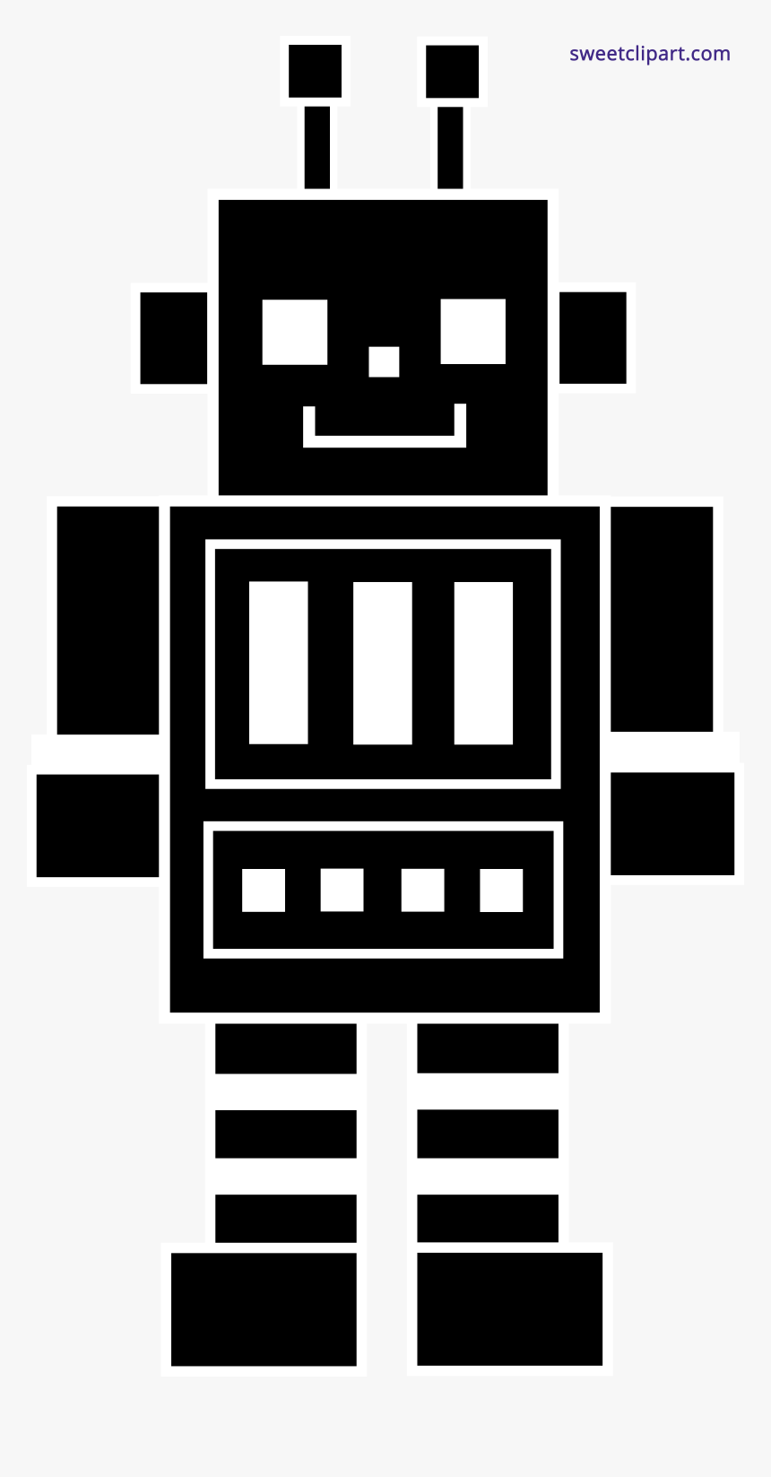 Facebook Clipart Black And White - Black And White Robot Clipart, HD Png Download