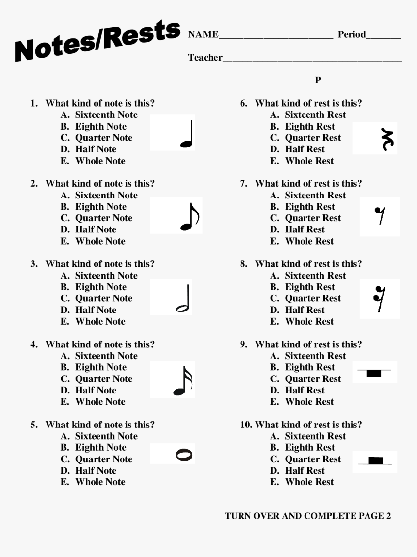 Rests Music Worksheet Rest Worksheet Teachers Pay Teachers Our Site