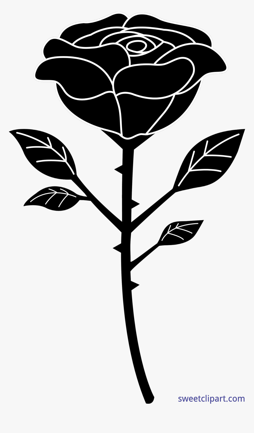 Tattoo Clip Art Rose Drawing Vector Graphics - Black And White Rose Clipart, HD Png Download