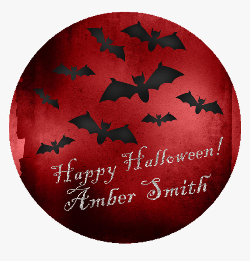 Bat Moon Happy Halloween Stickers Or Favor Tags-party - Christmas Eve, HD Png Download