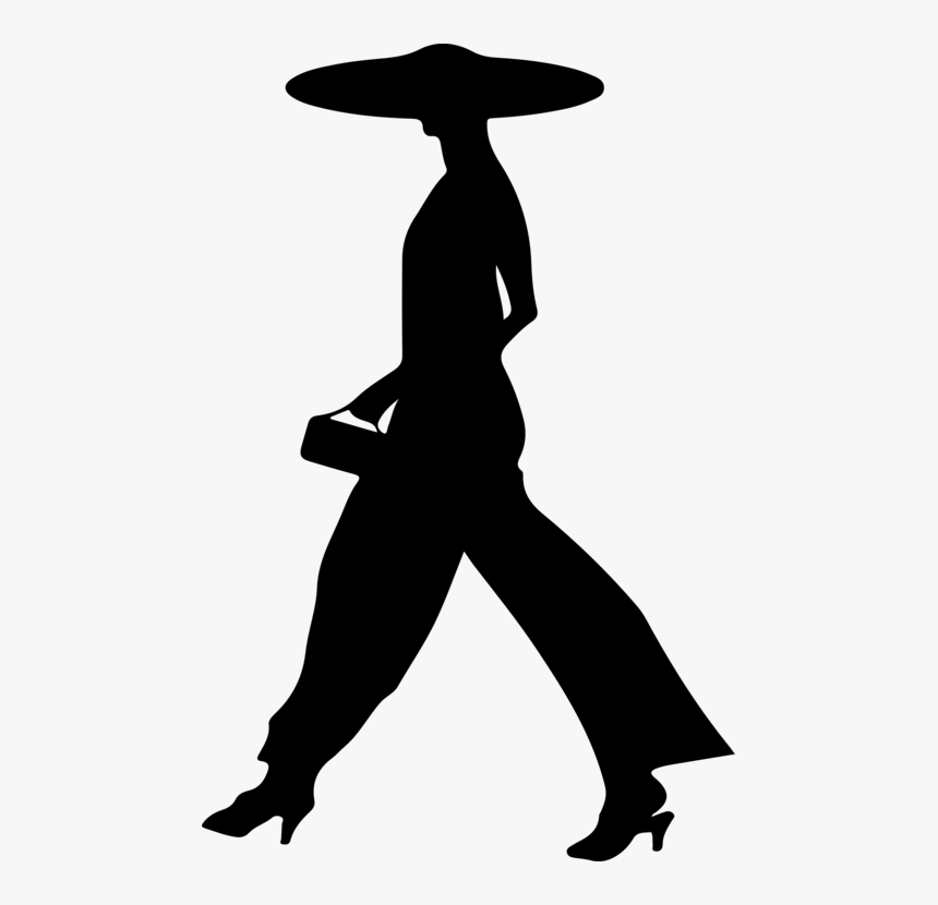 Silhouette Walking Can Stock Photo Woman - Women With A Hat Silhouette, HD Png Download