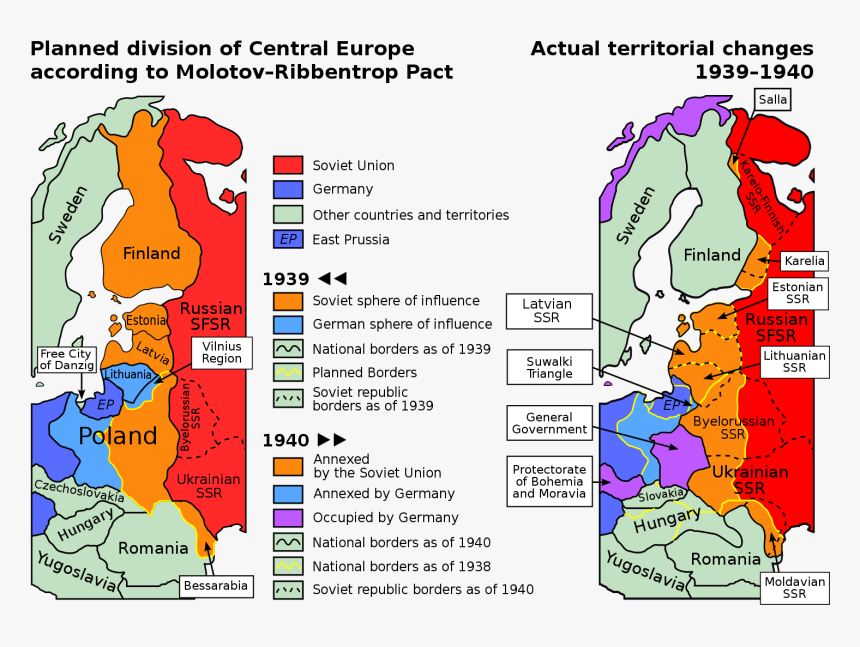 Molotov Ribbentrop Map, HD Png Download