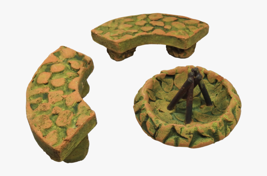 Fairy Garden Green Fire Pit And Two Benches - Picnic Table, HD Png Download