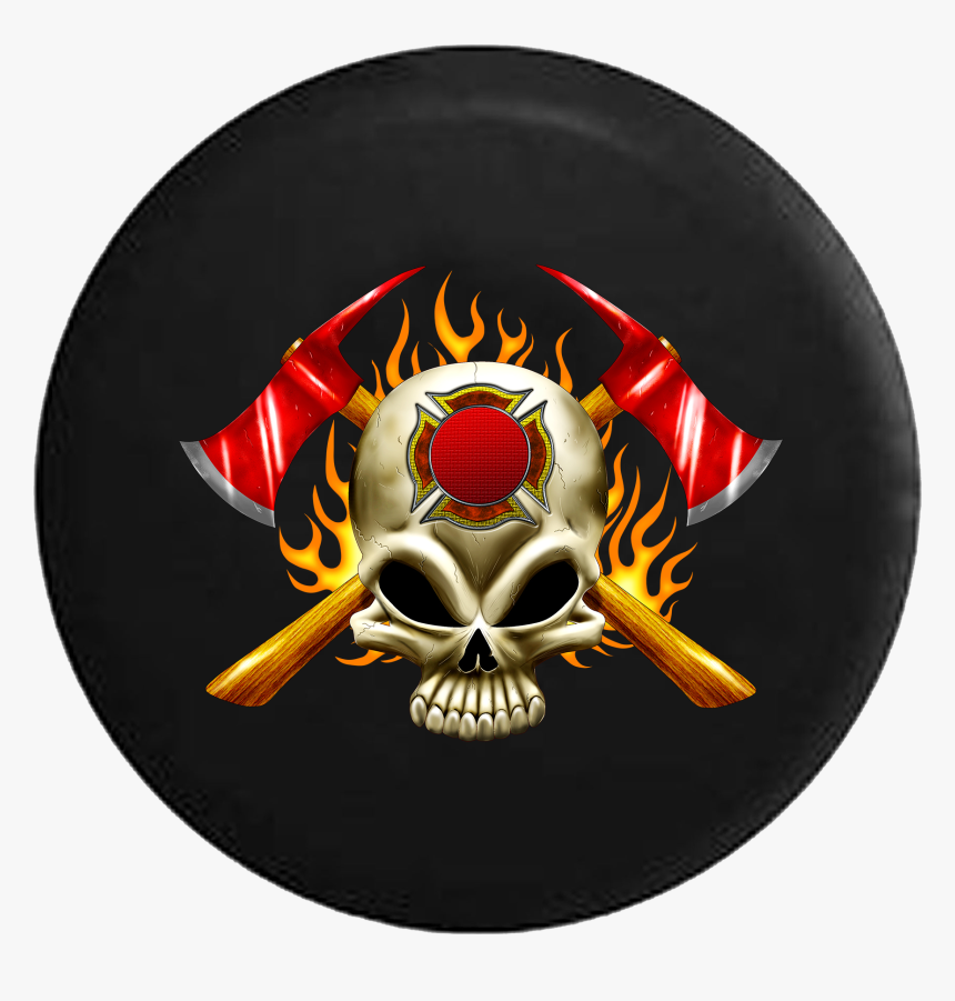 Maltese Cross On Skull Crossed Axes Fire Fighter Rv - Skulls On Firefighter Belt Buckles, HD Png Download