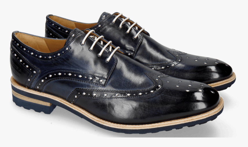 Derby Shoes Eddy 5 Navy Soft Patent White Punch - Suede, HD Png Download