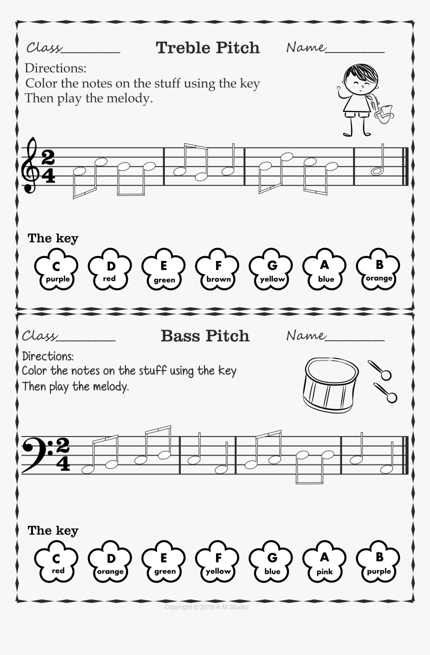 Music Staff Colouring Activity, HD Png Download