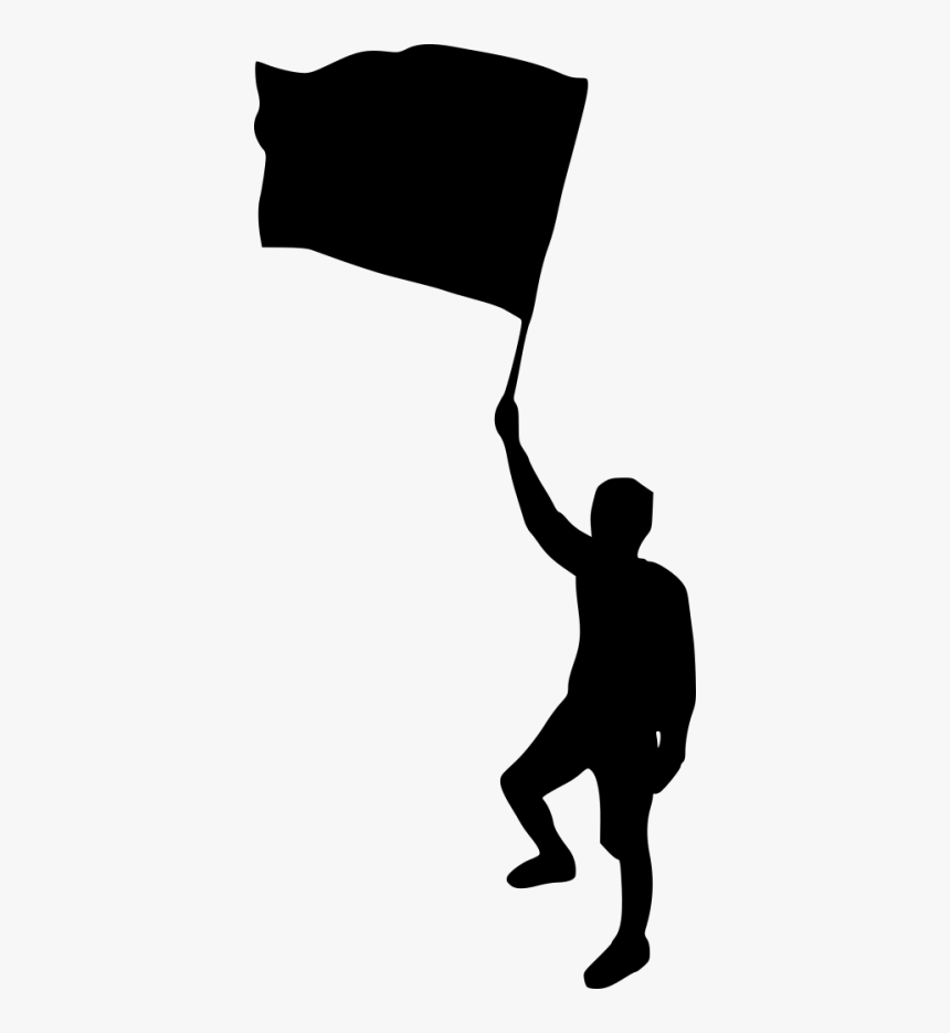 Man With Flag Silhouette Png, Transparent Png