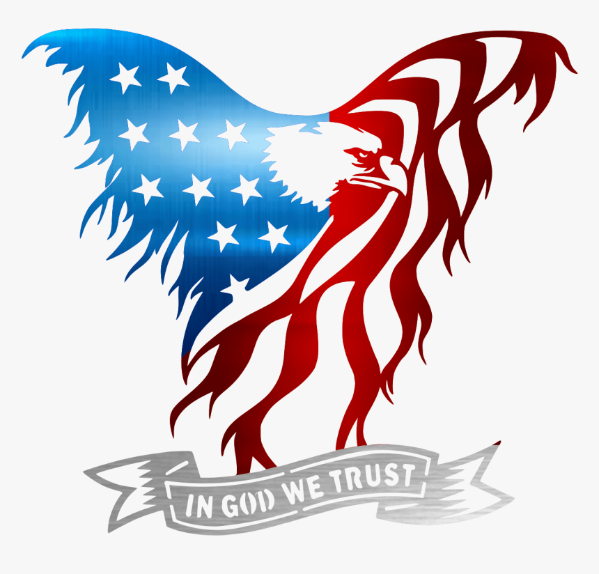 Eagle With American Flag In God We Trust, HD Png Download