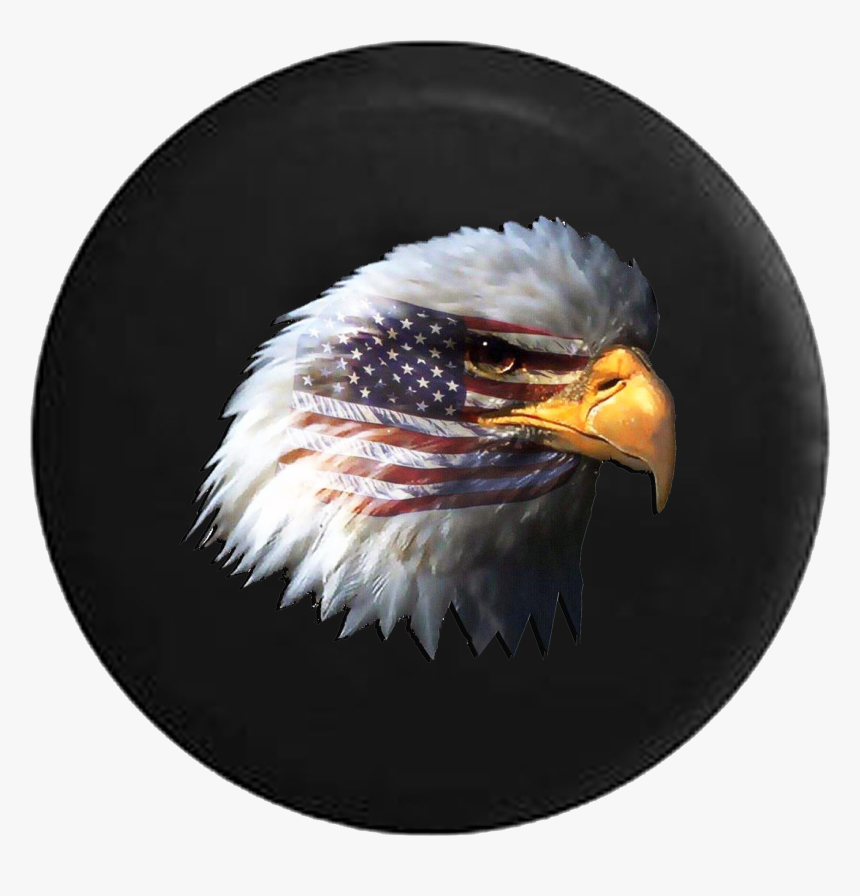 Waving American Flag And Bald Eagle Jeep Camper Spare - Eagle Head With American Flag, HD Png Download