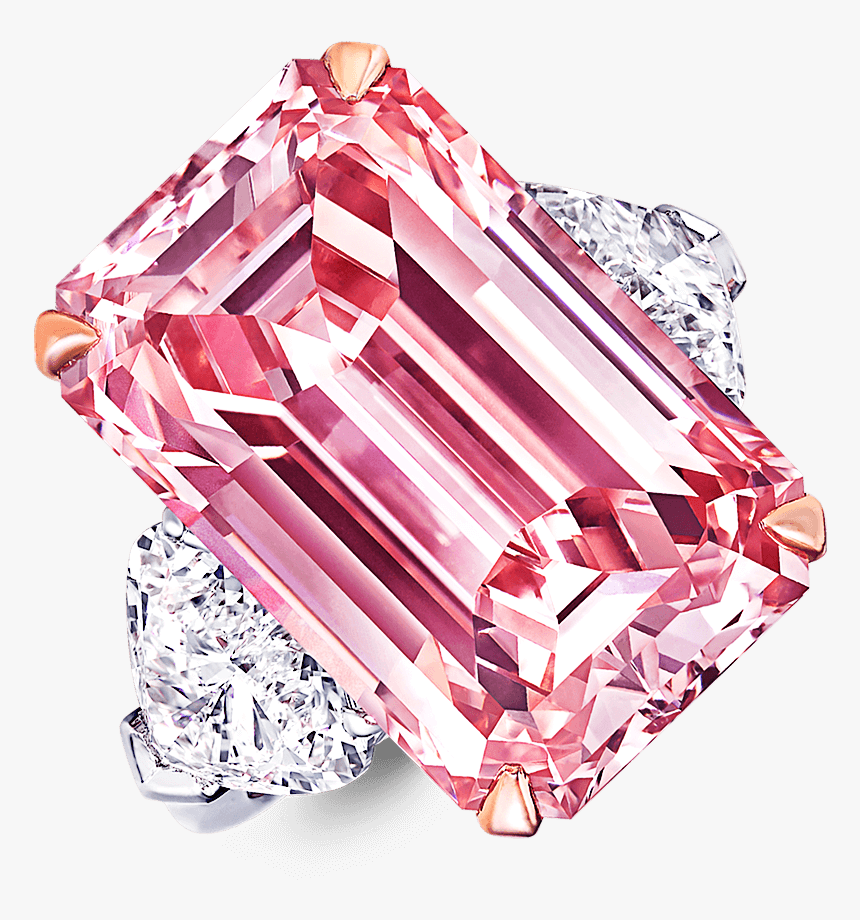 A Graff Emerald Cut Pink Diamond Ring With Heart Shape - Diamond, HD Png Download