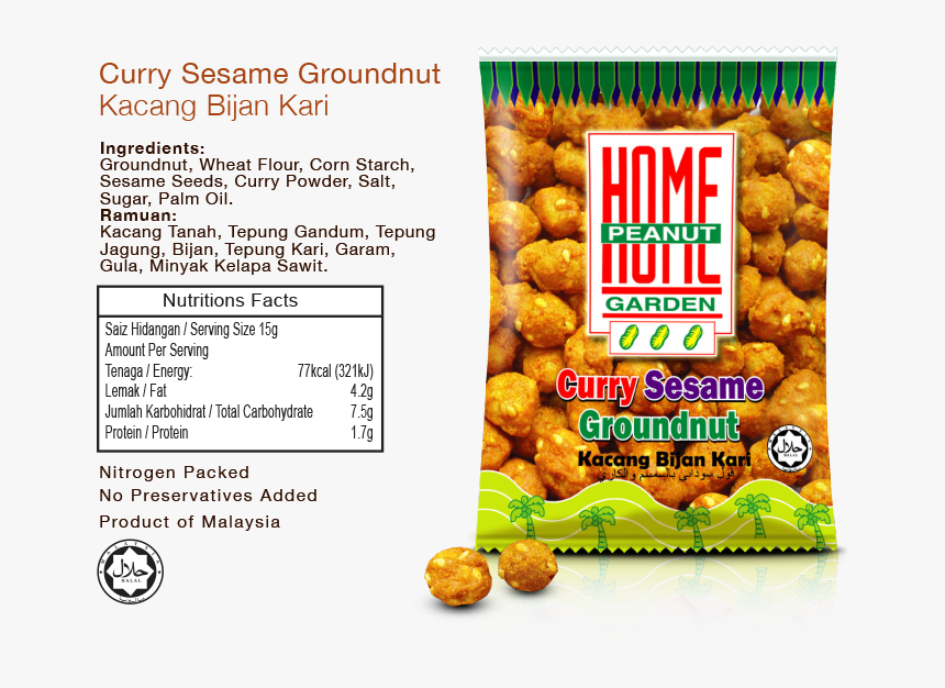 Curry Sesame Groundnut - Halal Logo Malaysia, HD Png Download