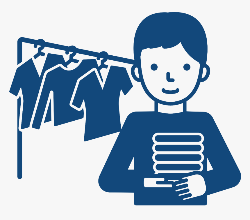 Simple Drawing Of A Man Standing In Front Of A Clothing - Clothing Racks Cartoon Transparent, HD Png Download