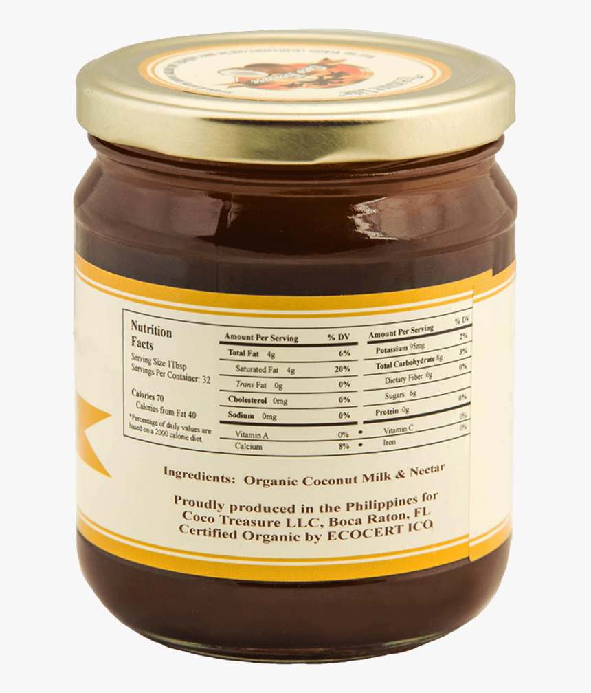 Organic Coconut Jam Nutrition Facts - Chocolate Spread, HD Png Download