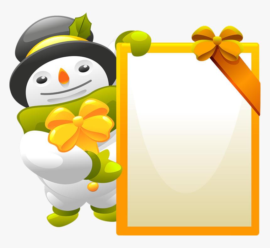 Snowman Clipart With Blank Sign - Christmas Vector, HD Png Download