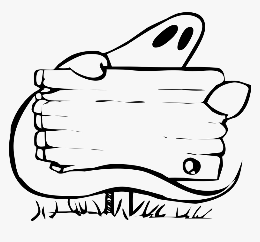 Transparent Blank Sign Clipart - Ghost With Sign Clipart, HD Png Download