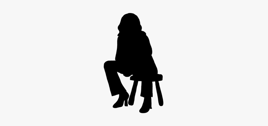 Woman Sitting On Stool - Woman Sitting Down Silhouette, HD Png Download