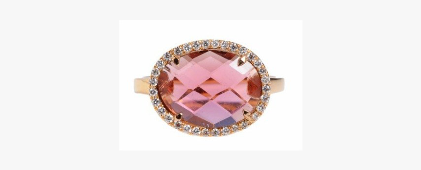 Suzanne Kalan Pink Tourmaline Ring With Diamond Halo - Engagement Ring, HD Png Download
