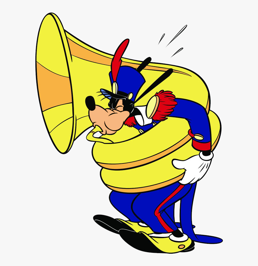 Tuba French Horn 4 Clip Art Vector Free Image - Goofy Playing The Sousaphone, HD Png Download