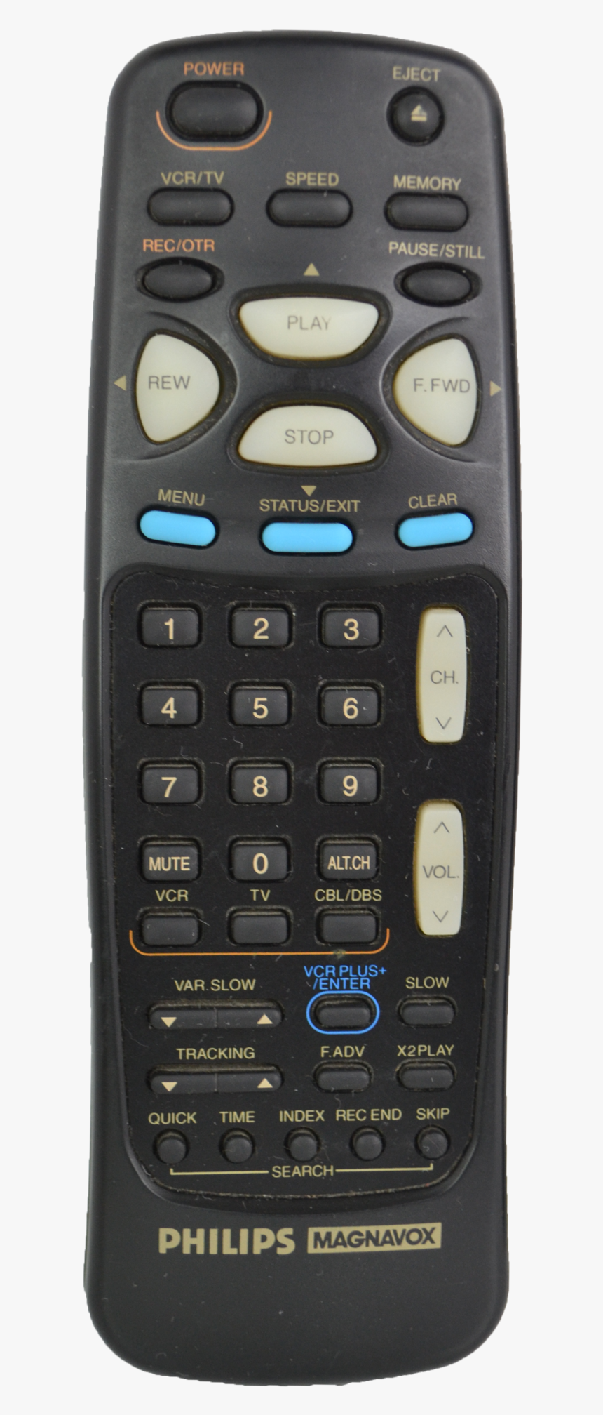 Philips Magnavox N9321ud Vcr Vhs Player Remote Control - Numeric Keypad, HD Png Download