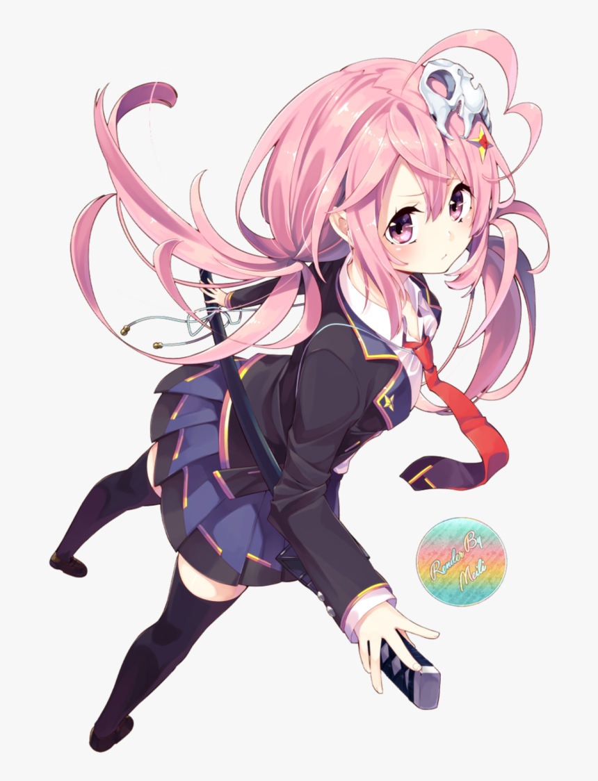 Thumb Image - Anime Girl Pink Hair Student, HD Png Download