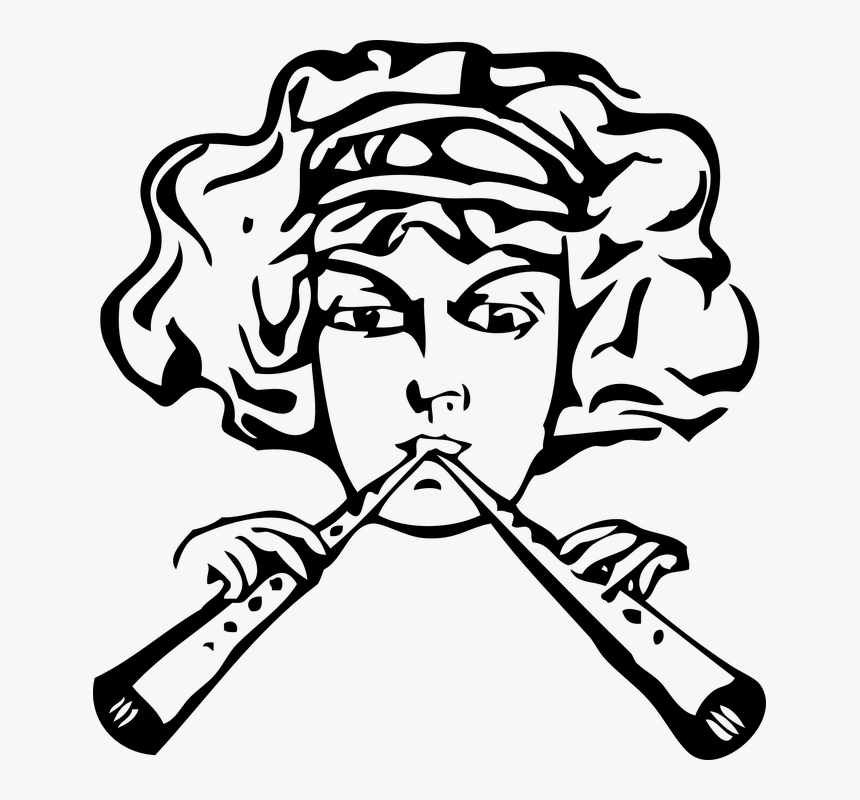 Girl Clipart Flute - Orang Png Icon, Transparent Png