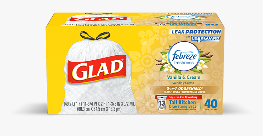 Kitchen Odorshield® Vanilla & Cream Scent - Glad Trash Bags, HD Png Download