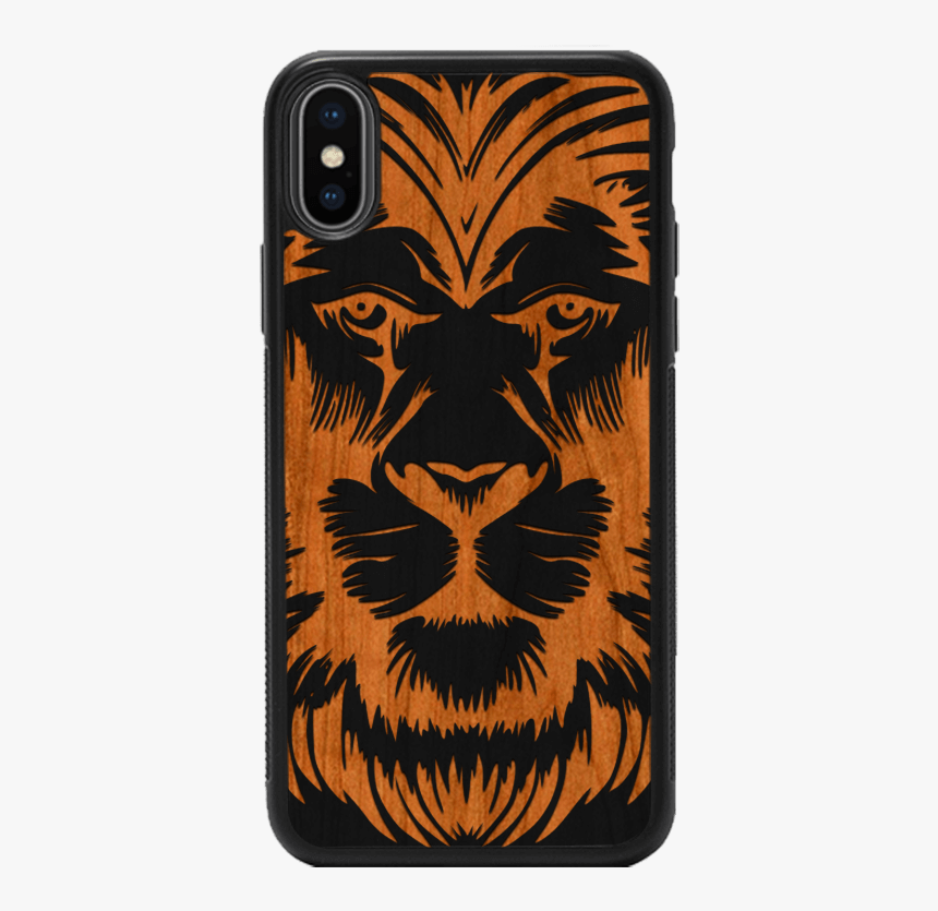 Lionfaceiphonexblackwood - Mobile Phone Case, HD Png Download