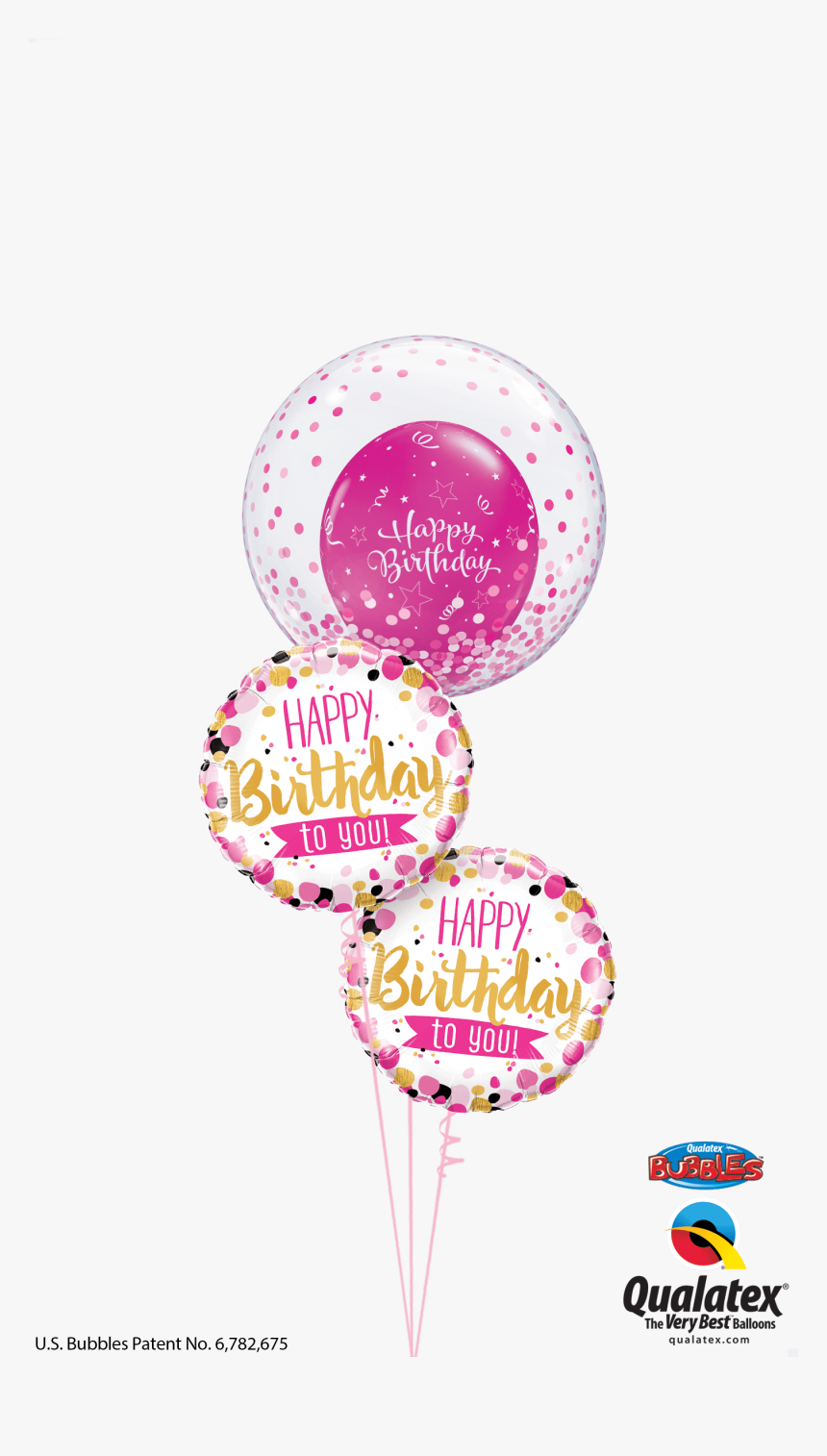 Pink & Gold Confetti Birthday Bouquet At London Helium, HD Png Download