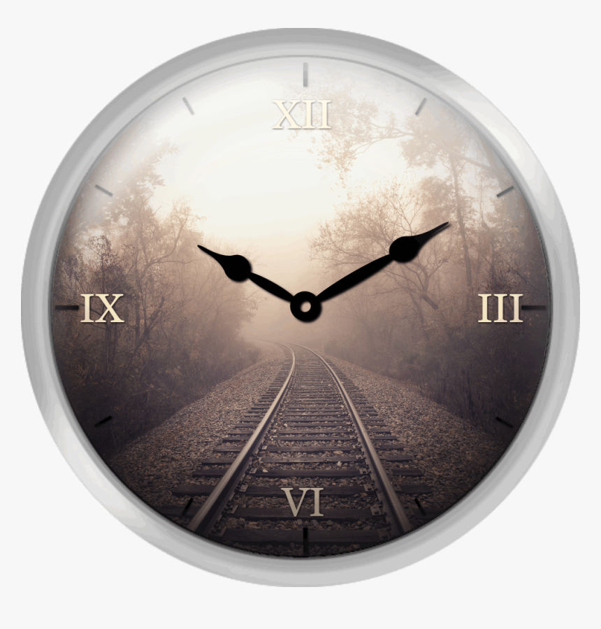 Train Tracks And Fog - Wall Clock, HD Png Download