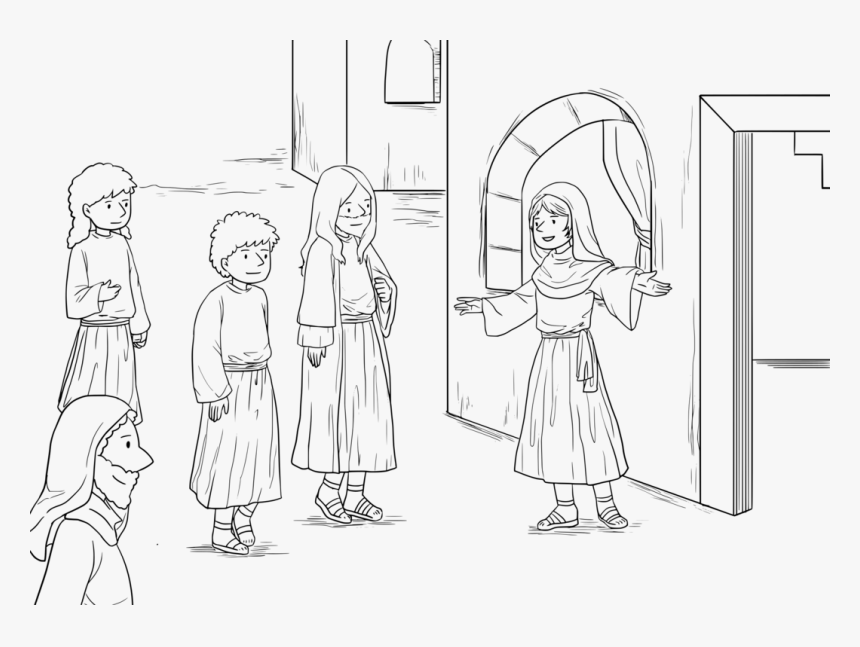 Art,text,child - Jesus At The Home Of Martha And Mary, HD Png Download