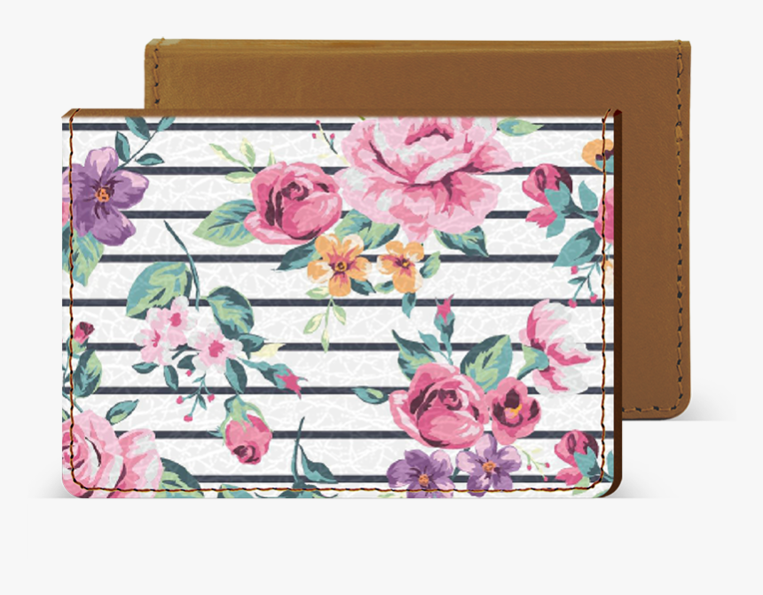 Pink Bloom Streak Credit Card Wallet - Vintage Flower Stripe Background, HD Png Download