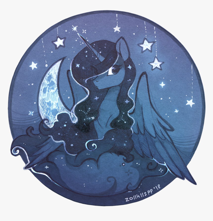 Lispp, Crescent Moon, Female, Mare, Monochrome, Moon, - Illustration, HD Png Download