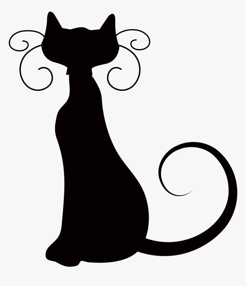 Clipart Cat Halloween - Halloween Cat Clipart Black And White, HD Png Download