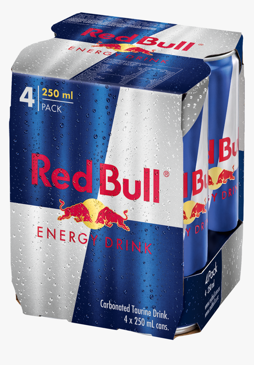 Red Bull Energy Drink Cans 250ml - Red Bull Energy Drink 4 Pack, HD Png Download
