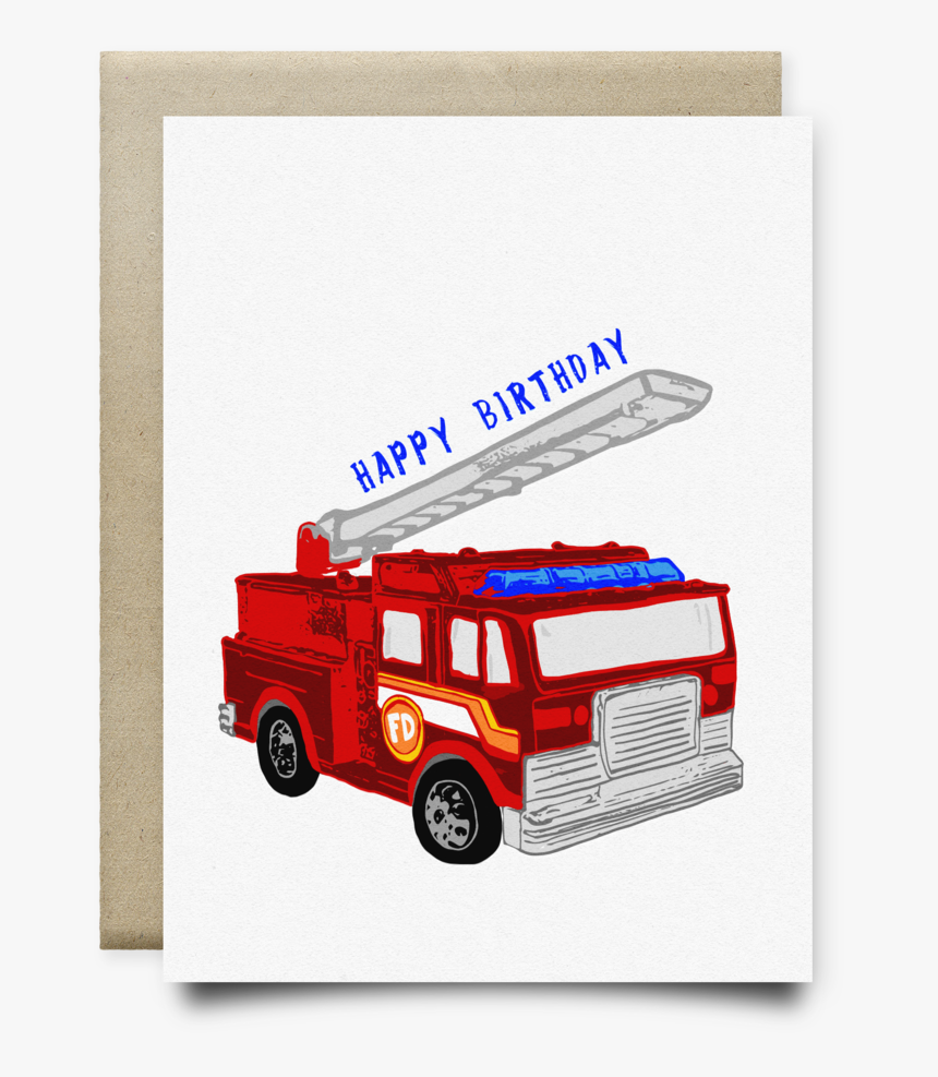 Fire Truck Kid S Happy Birthday Card - Fire Apparatus, HD Png Download