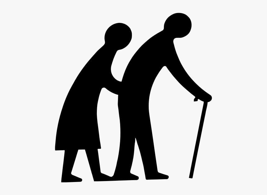 Old Couple Walking Silhouette - Old Age, HD Png Download