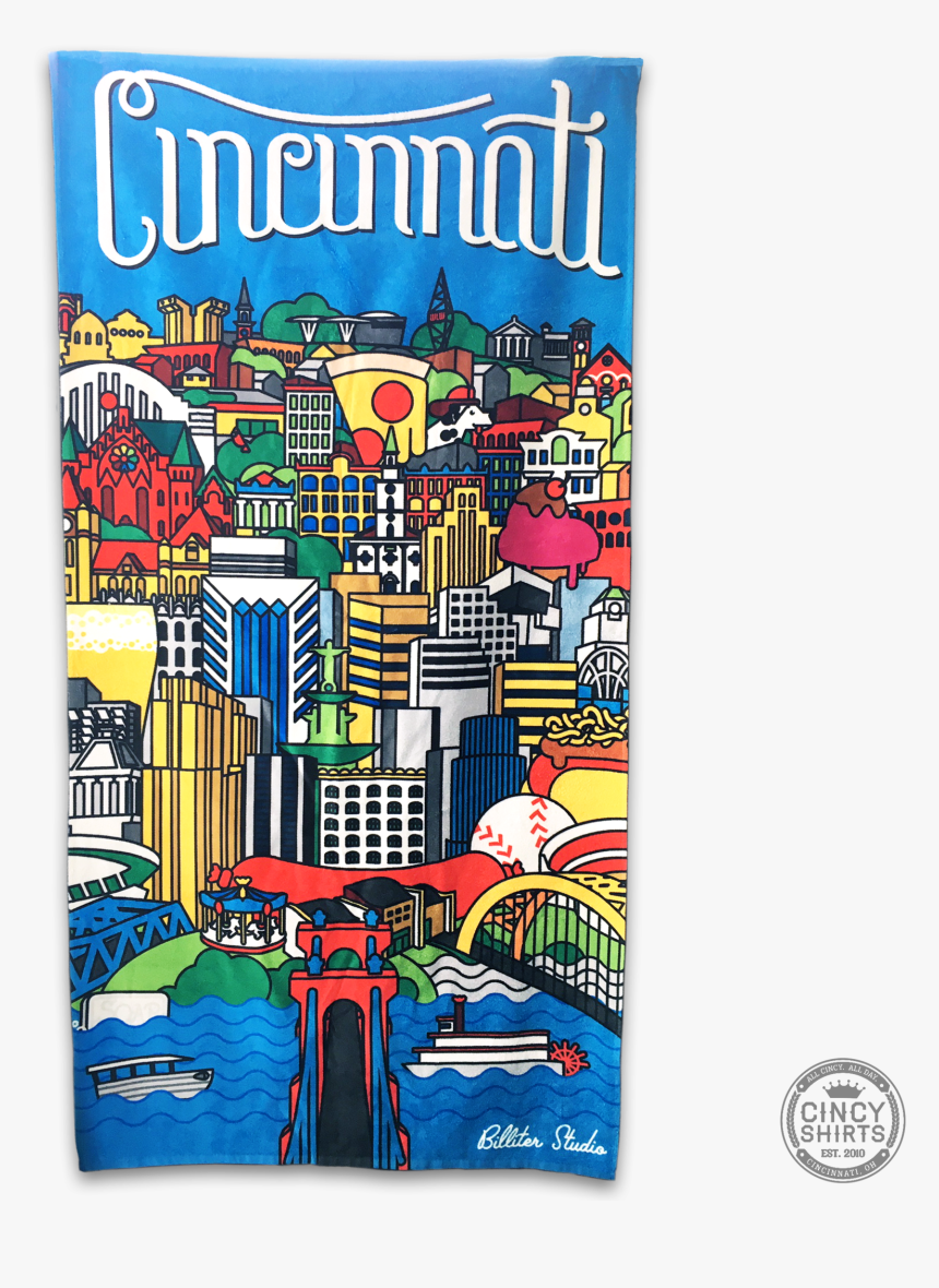 Billiter Cincinnati Scene Beach Towel - Poster, HD Png Download