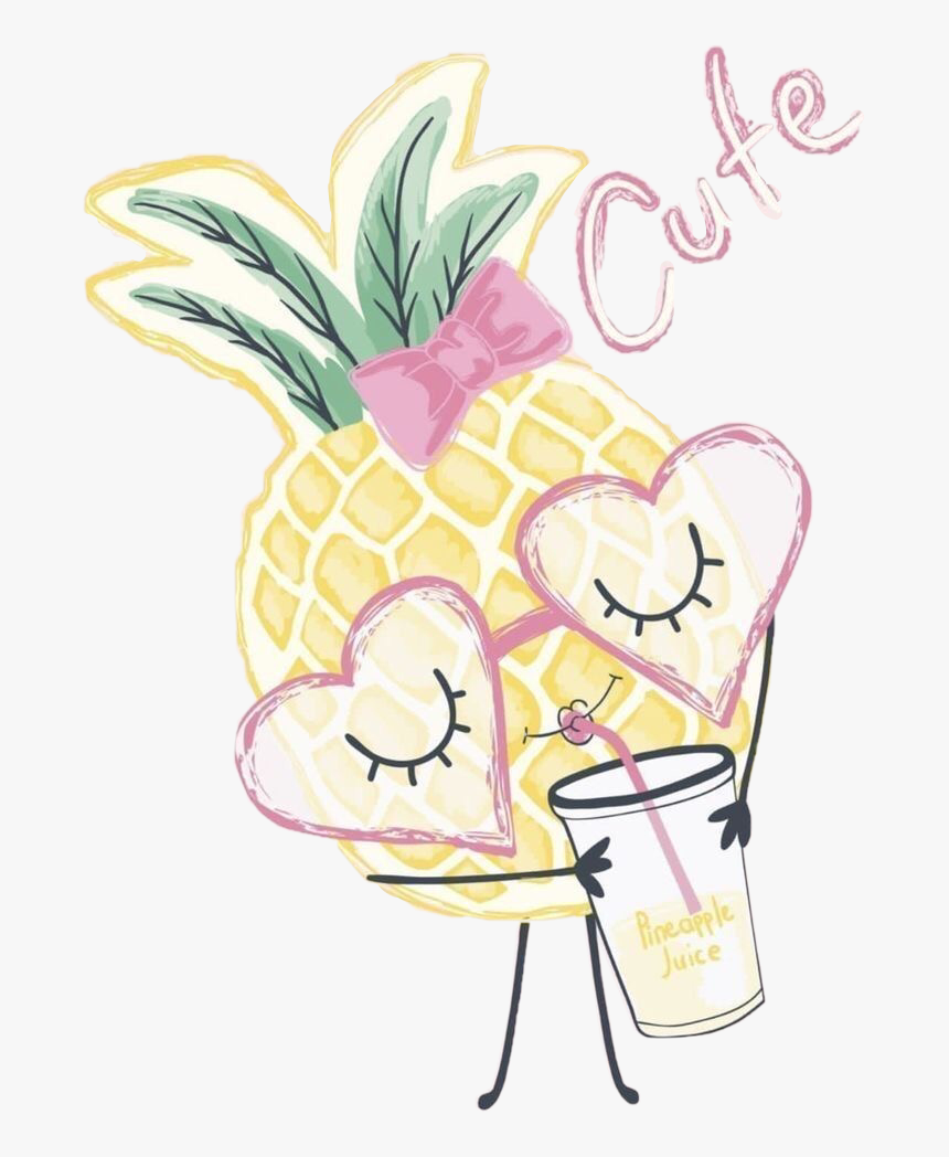 #pineapple #juice #drink #drinking #cute #text #art - Cute Pineapple Watermelon And Kiwi Clipart, HD Png Download
