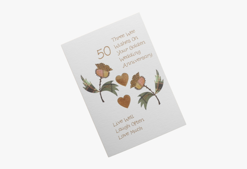 Scottish Golden 50th Anniversary Card Tartan Thistles - Good Luck Leaving Card, HD Png Download