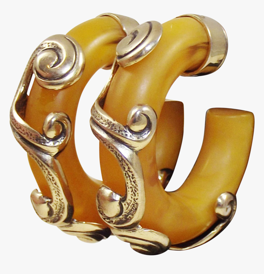 Vintage Apple Juice Bakelite And Gold Tone Overlay - Body Jewelry, HD Png Download