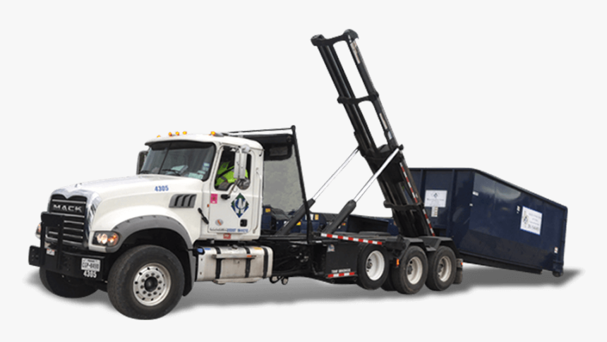 Waste Connections Truck Placing A Roll-off Dumpster - Roll Off Truck Vector Png, Transparent Png
