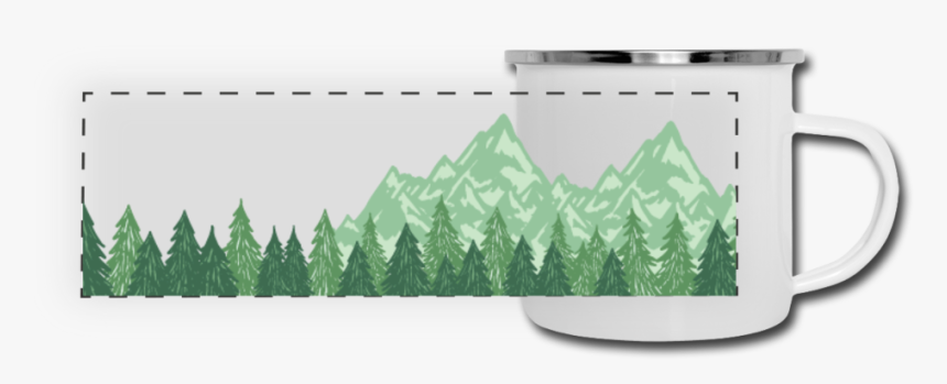 Mountains And Evergreen Trees Camper Mug - Christmas Mountains Vector, HD Png Download
