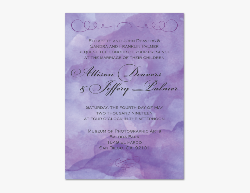 Lavender Love Wedding Invitation 
								data-caption - Paper, HD Png Download