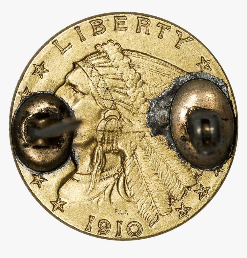 5 Indian Quarter Eagle Gold Coin Pin - Bronze, HD Png Download