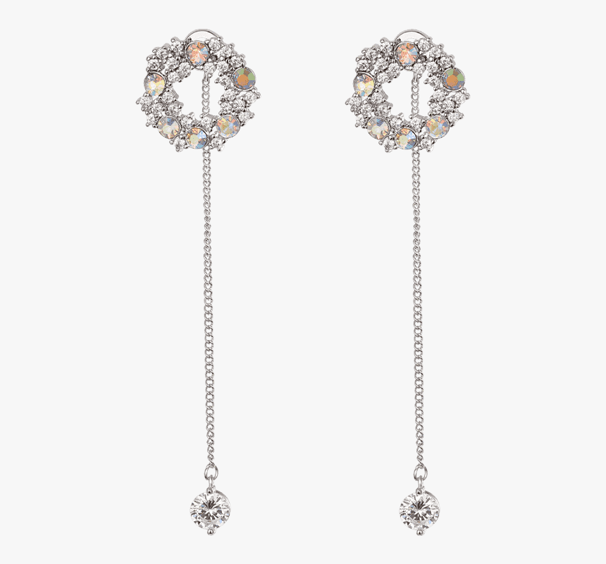 Dangle Korean Earring Silver Crystal Earrings, HD Png Download