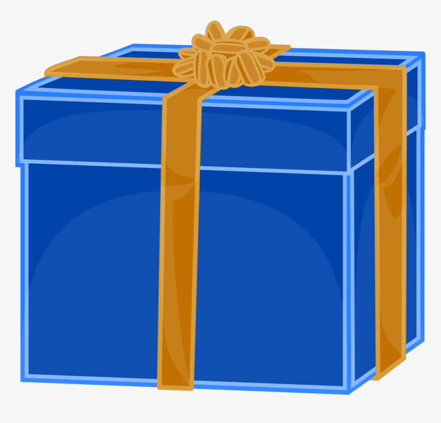 Blue Gift With Golden Ribbon - Gift Box Clip Art, HD Png Download
