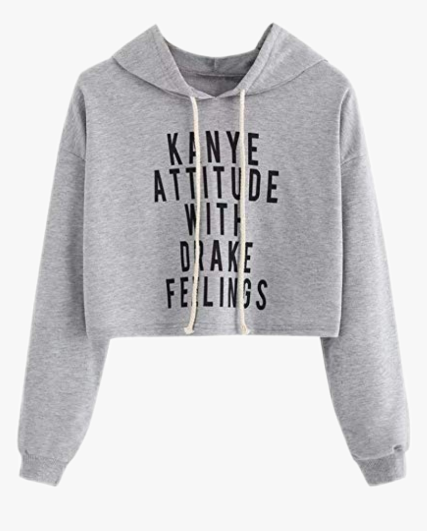 #gray #hoodie #kanyewest #drakestickers #png #pngs - Pink Brand Cropped Sweatshirts, Transparent Png