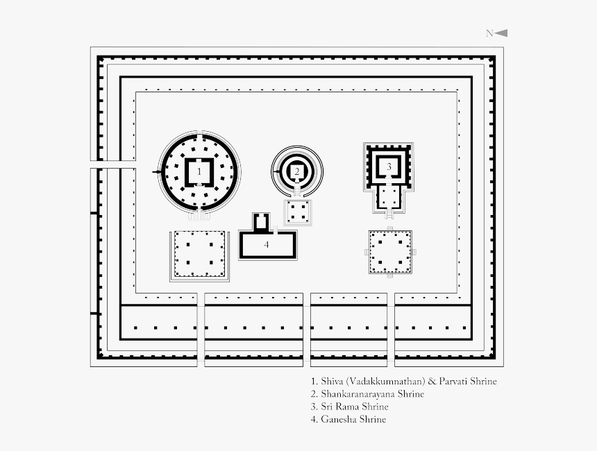 Vadakkumnathan Plan- Sanctum Sanctorum - Plan Vadakkunnathan Temple Thrissur, HD Png Download